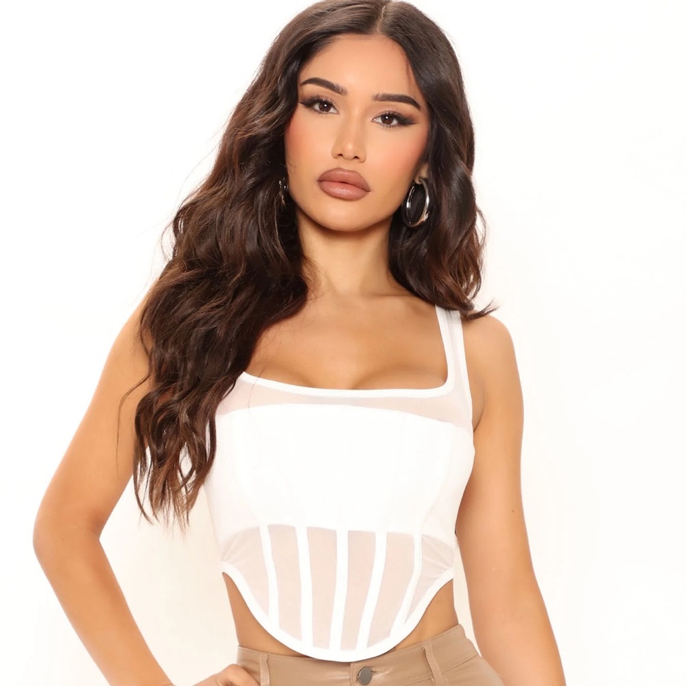 I'm Yours Mesh Corset Top - White